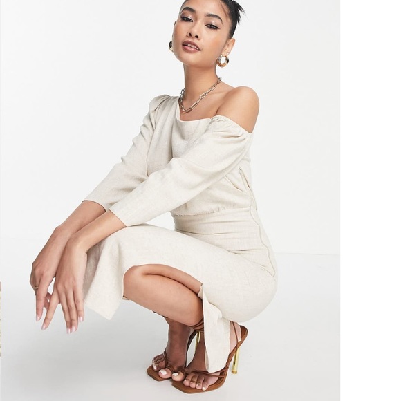 ASOS linen one-shoulder dress - Picture 3 of 3